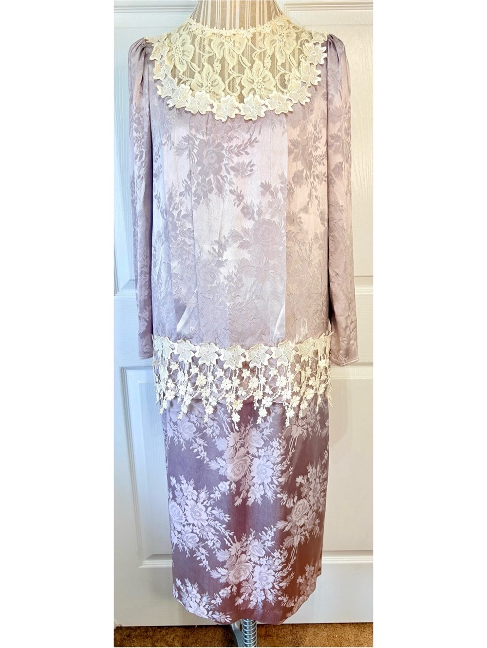 Vintage 80s Jessica McClintock Lavender Drop Waist Victorian Skirt Set Size 12